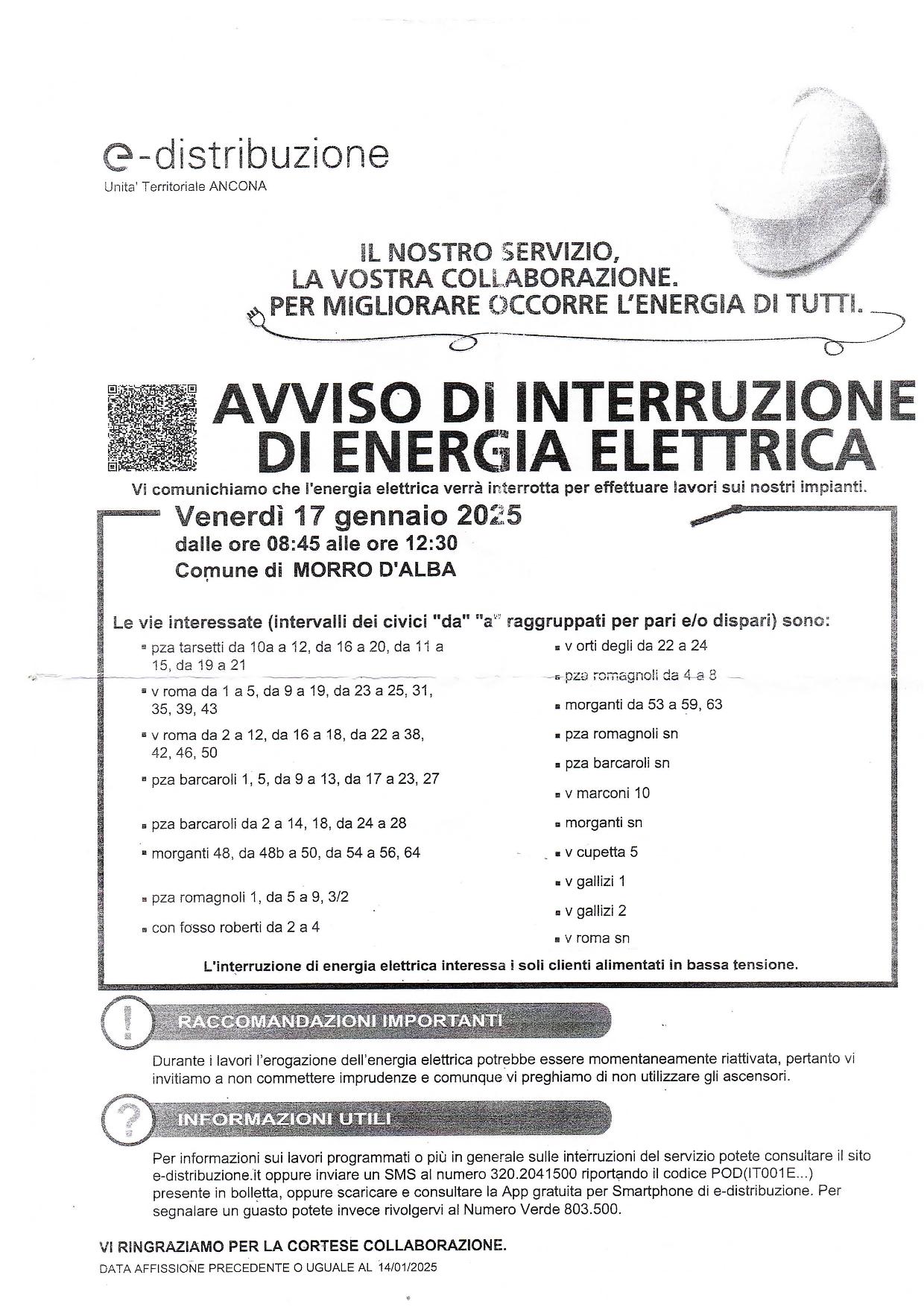 Interruzione di energia elettrica